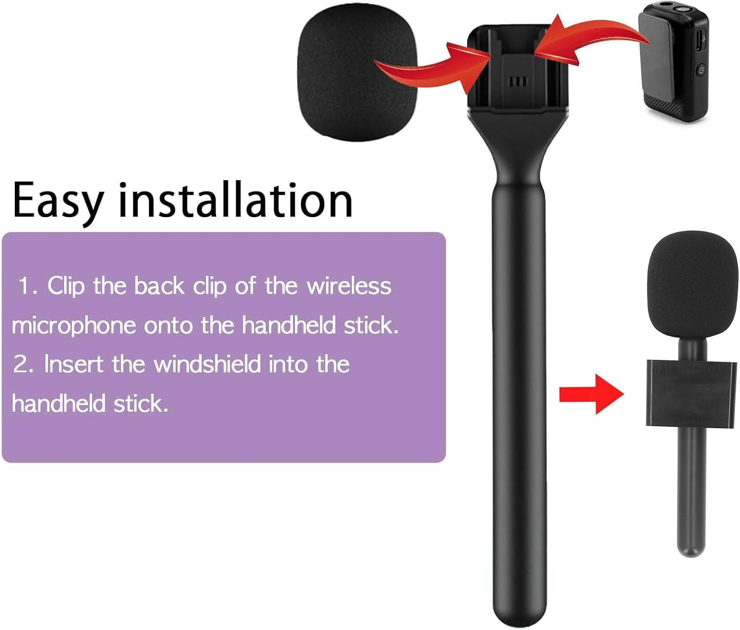 Handheld Microphone Adapter, Stand Holder for Mic 1/2 Interview Microphone Adapter with Flag for Wireless GO II image number 4