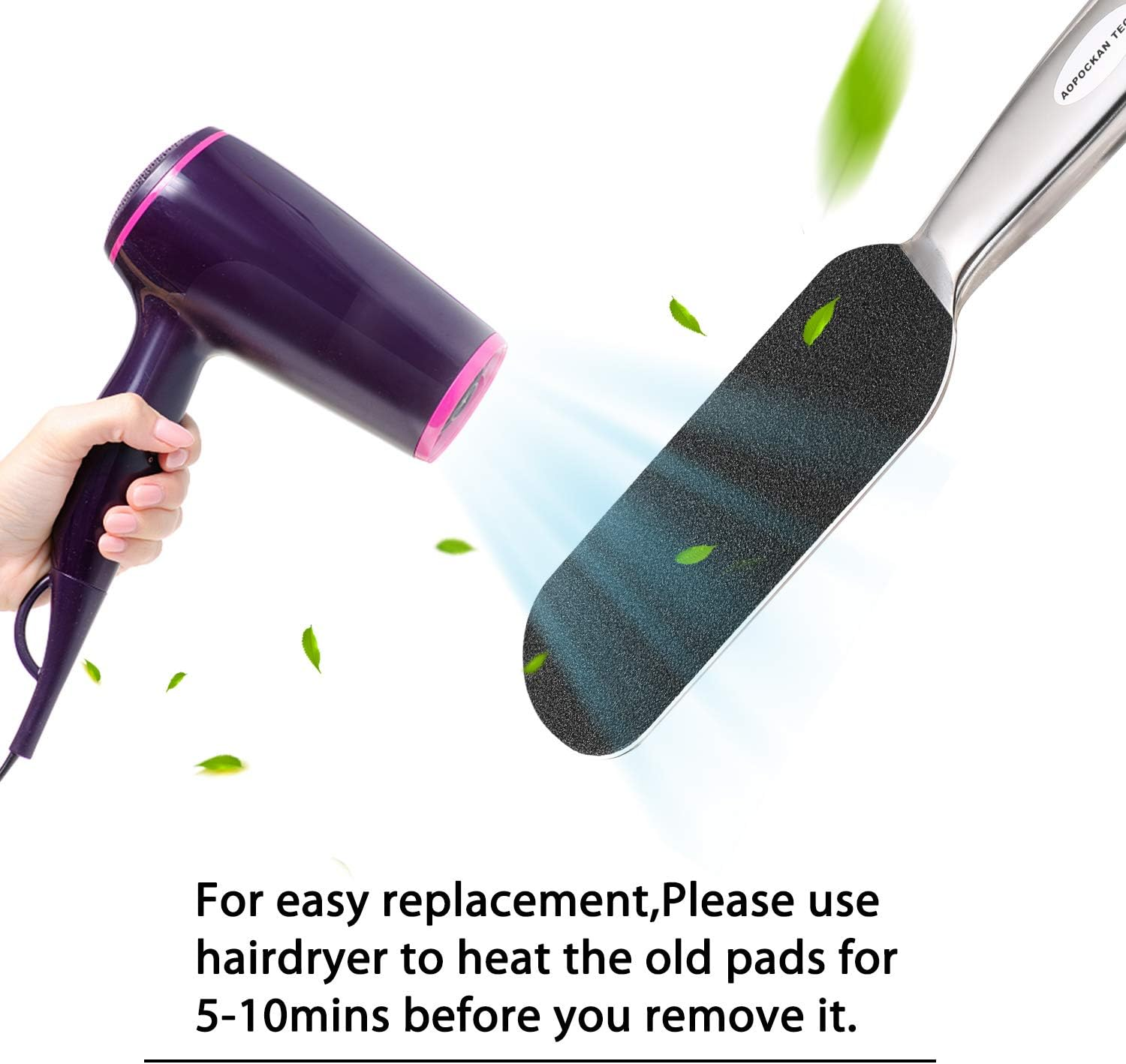 Stainless Steel Pedi File Refill, 100 Grit, Black - Pedicure Refill Pads - Foot Rasp Pad with Removable Glue,Size 5.2" L X 1.7" W,50-Count image number 1