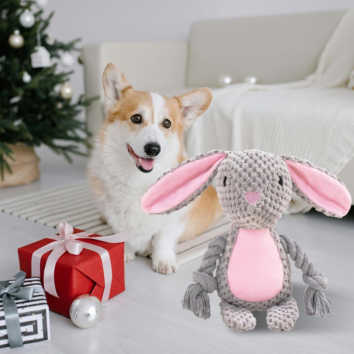Wunive Easter Dog Toys,Easter Rabbit Bunny Egg Plush Squeaky Toys,Easter Rabbit Plush Squeaky Chew Toys for Small Dogs - Christmas A image number 3