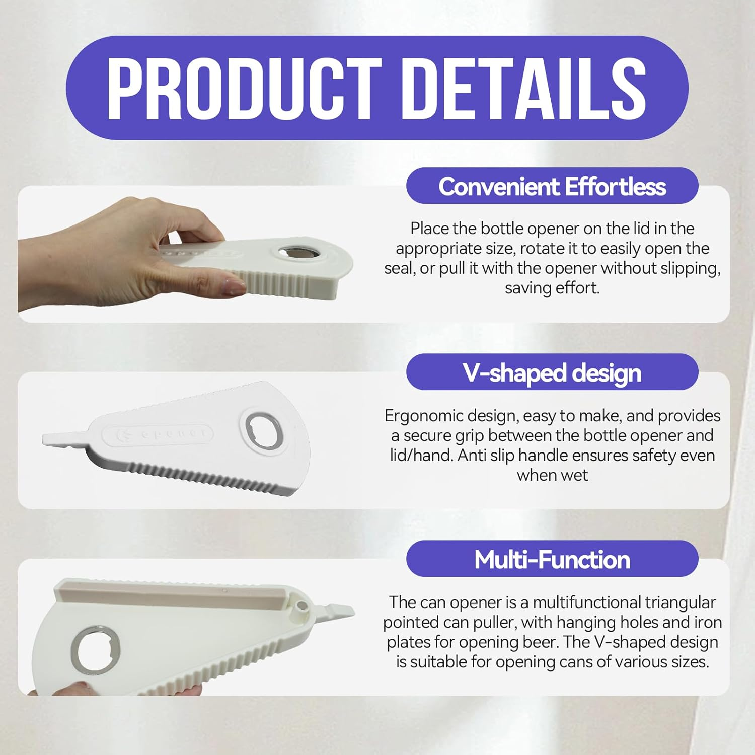 Jar Opener & Can Openers for Weak Hands,Multi-Function Bottle & Tin Opener,Ergonomic Design Kitchen Gadgets for Children, Elderly and Arthritis Sufferers, Easy-To-Use Kitchen Tools & Gadgets image number 2