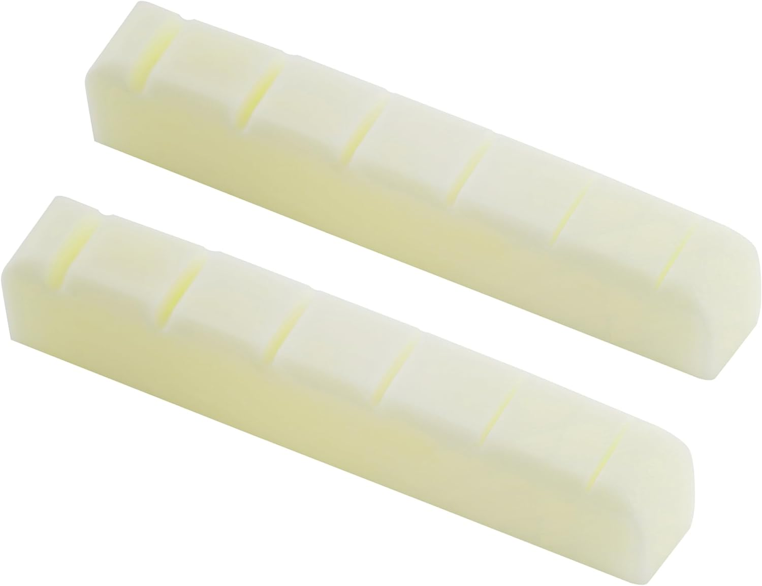Musiclily Pro 42.95Mm Flat Bottom Slotted Electric and Acoustic Guitar Bone Nut for 6-String Ibanez and PRS, Ivory (Set of 2) image number 1