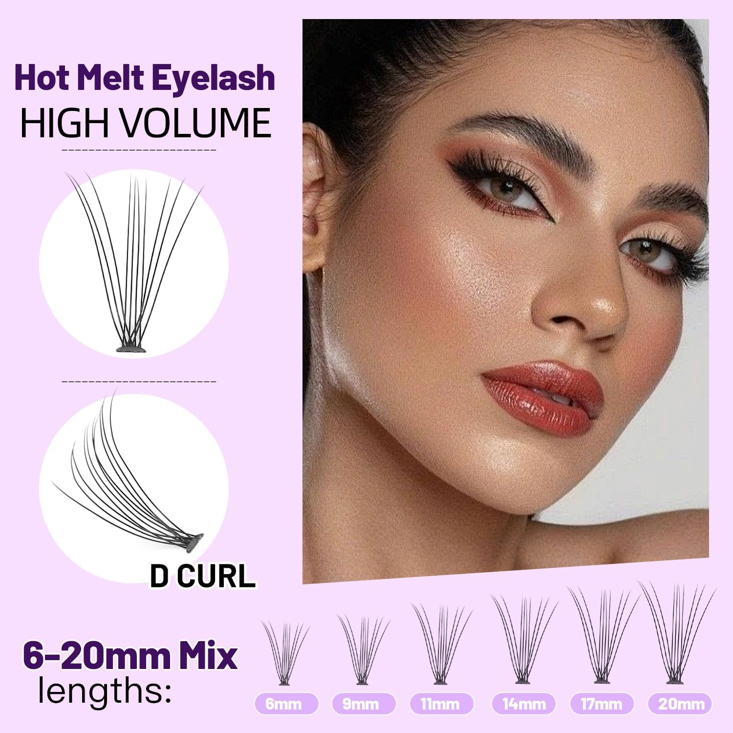 Bodermincer 10D Lash Clusters Wispy Eyelash Clusters 240Pcs D Curl (10D-D Curl-14Mm) image number 3