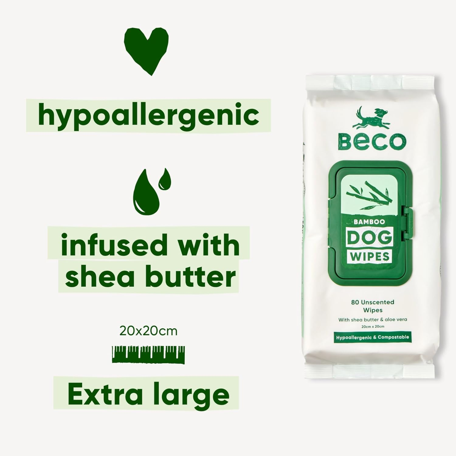 Beco Bamboo Unscented Dog Wipes (Pack of 80) image number 5