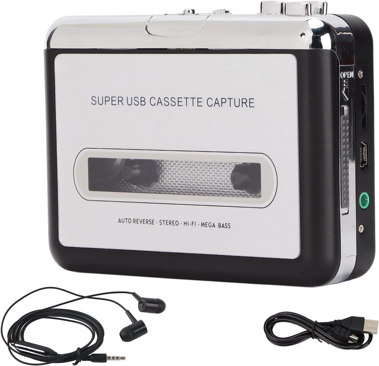 Tape to MP3 Converter with Portable Cassette Player, USB Cassette Player with Earphone for Laptop PC, Compatible with Systems