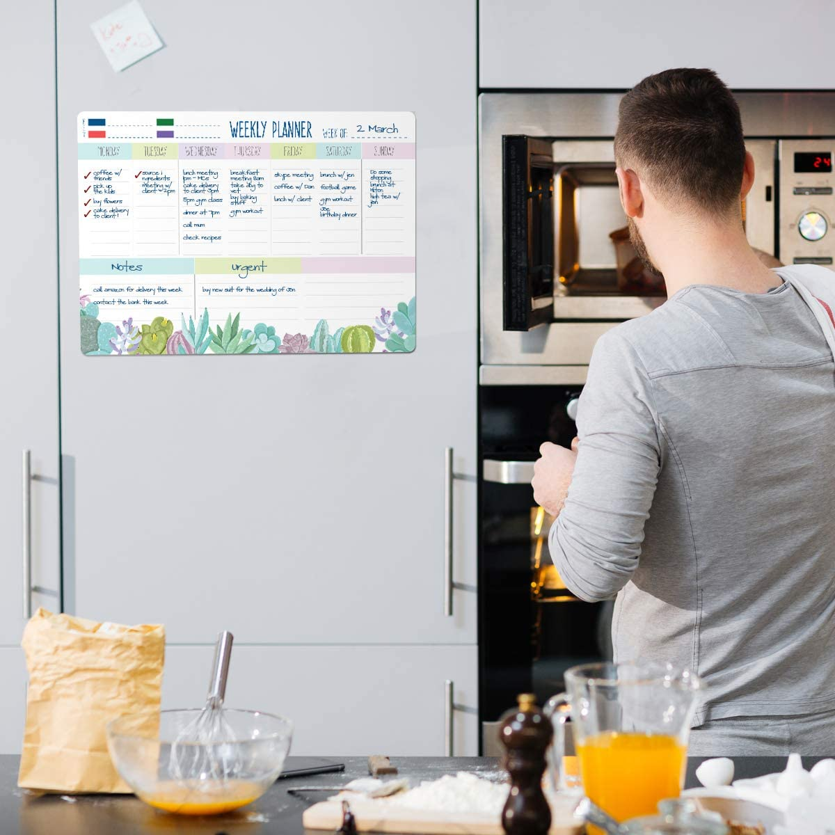 Joejis Weekly Whiteboard Planner Family Weekly Planner & Meal Planner Board Magnetic Fridge Calendar&hellip; image number 5