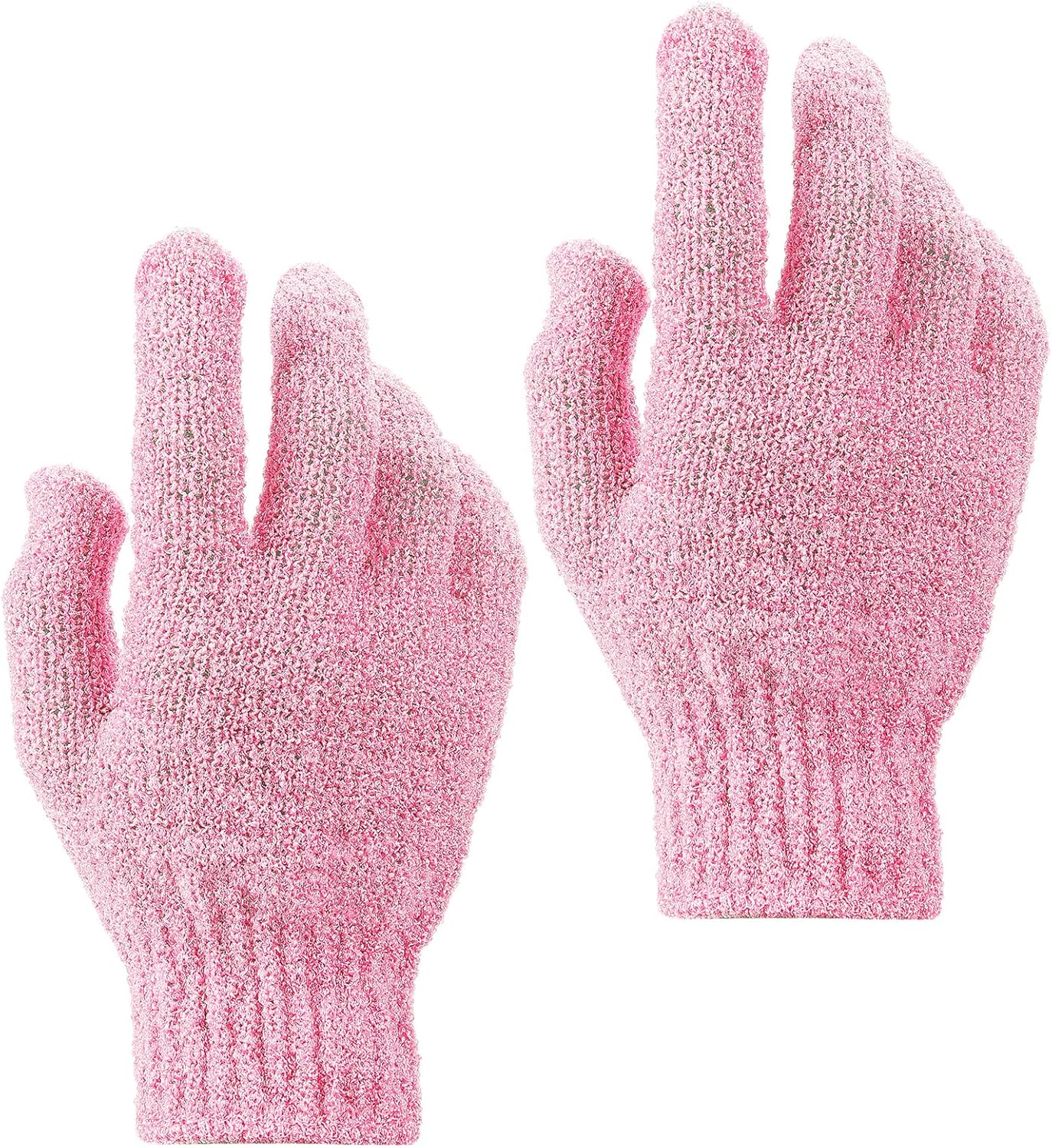 2Pcs Exfoliating Gloves Bamboo Exfoliator Mitt Body Scrub Exfoliating Washcloths Scrubbing Glove for Shower, Spa, Massage and Dead Skin Cell Remover Loofah, Pink image number 4