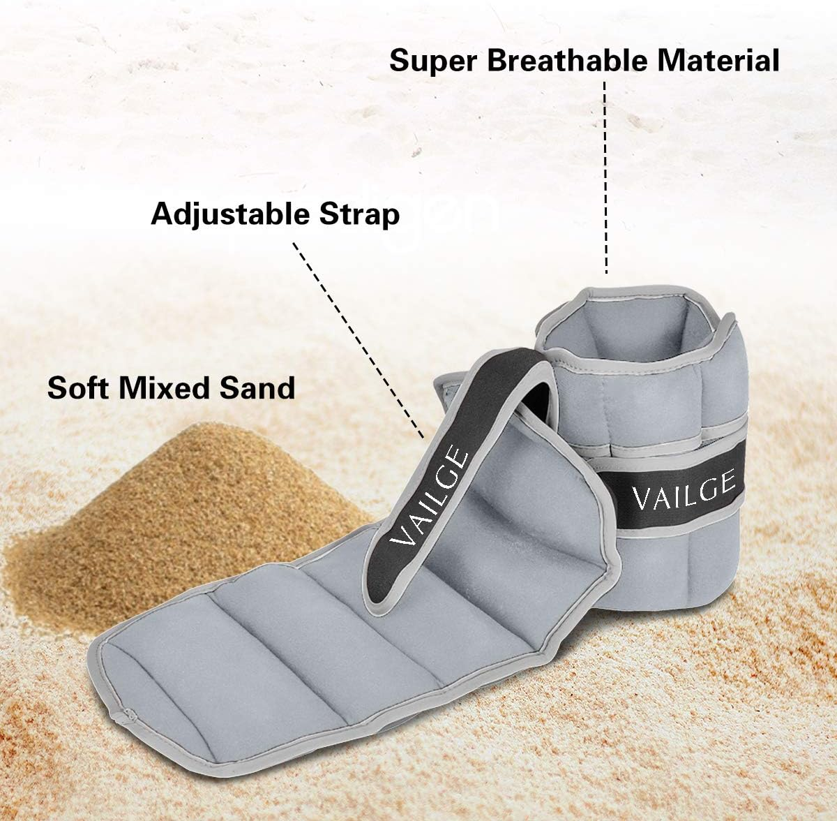 Ankle Weights Adjustable Leg Weights for Fitness Jogging Walking Exercise, Ankle Weights Women Men 0.5KG - 3KG, Black Grey Pink Blue Purple Wrist and Ankle Weights image number 5