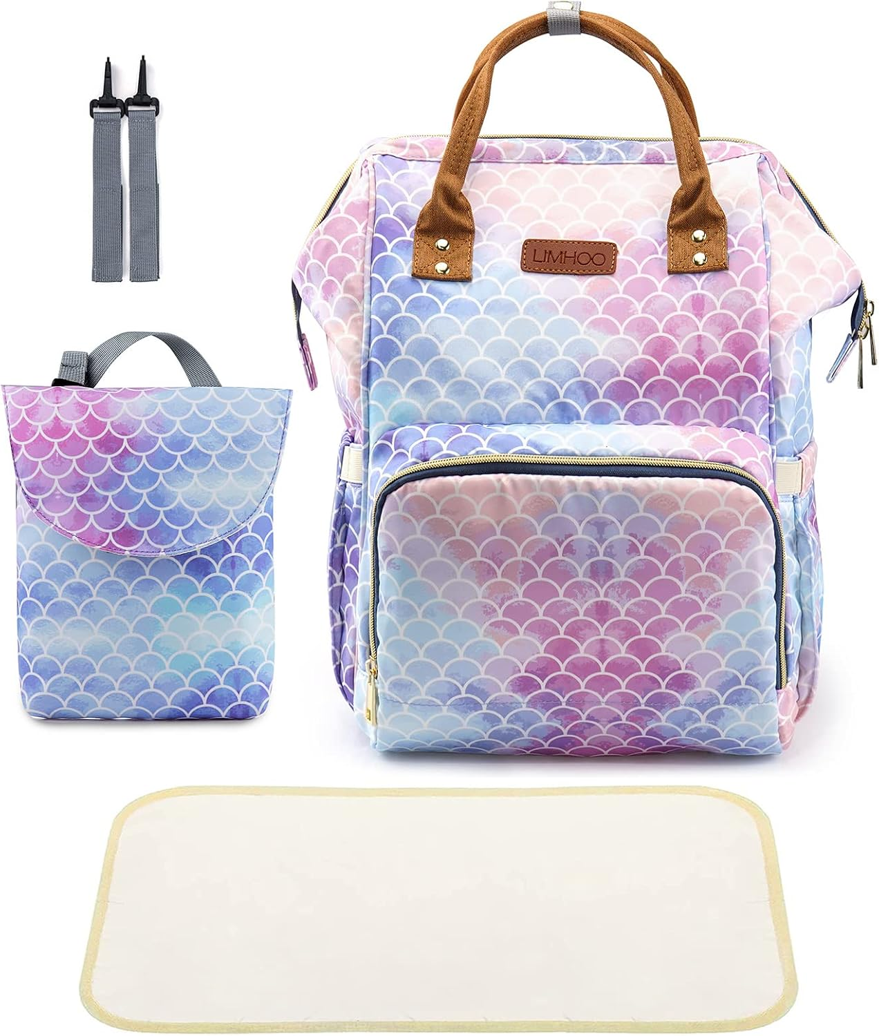 4 in 1 Diaper Bag Backpack Set for Baby Girls Mom Large Capacity Waterproof Baby Care Bag Multi-Function Nappy Bag image number 6