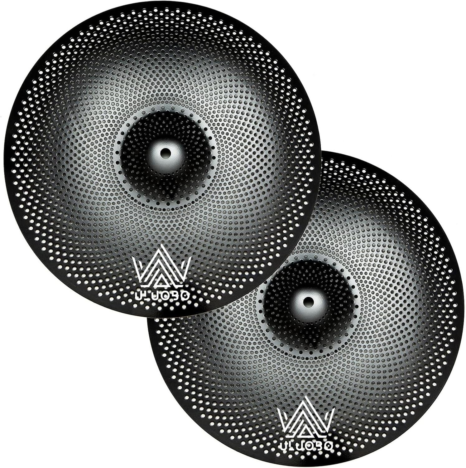 ULUOBO 13 Inch Low Volume Hi Hat Cymbals Cymbal for Quiet Practice (Black, 2 Pieces) image number 5