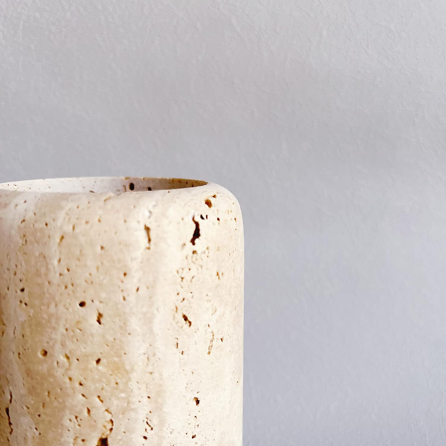 Stoneplus Natural Beige Marble Travertine Toothbrush Holder Makeup Brush Holder Bathroom Countertop Organizer (Rice White Travertine) image number 5