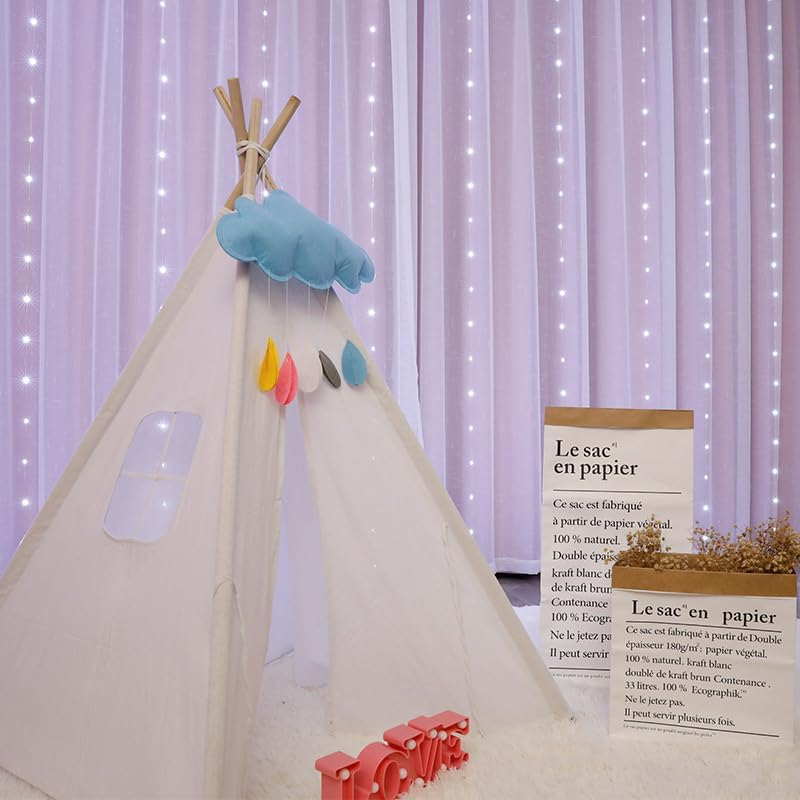 300LED Curtain String Lights,Usb Plug Fairy Curtain Lights in 8 Modes Christmas String Hanging Lights with Remote Controller for Bedroom,Indoor,Outdoor,Weddings,Party,Porch,Birthday Decorations (3*3M) White - Multi-Colored image number 4