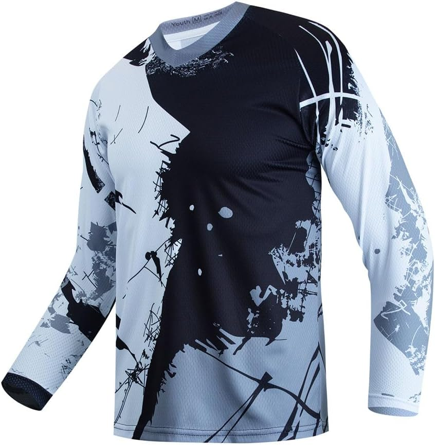 Dirt Bike Jersey for Youth, Kids Mountain Bicycle Shirt Long Sleeve for Motorcycle Motocross BMX Moto Mx Offroad Racing image number 3