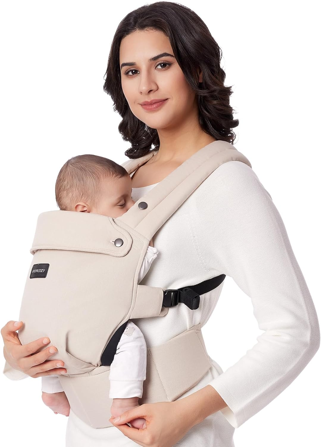 Momcozy Baby Carrier - Ergonomic, Cozy and Lightweight Carrier for 7-44Lbs, Effortless to Put On, Ideal for Hands-Free Parenting, Enhanced Lumbar Support, Purehug for Infant to Toddler, Black