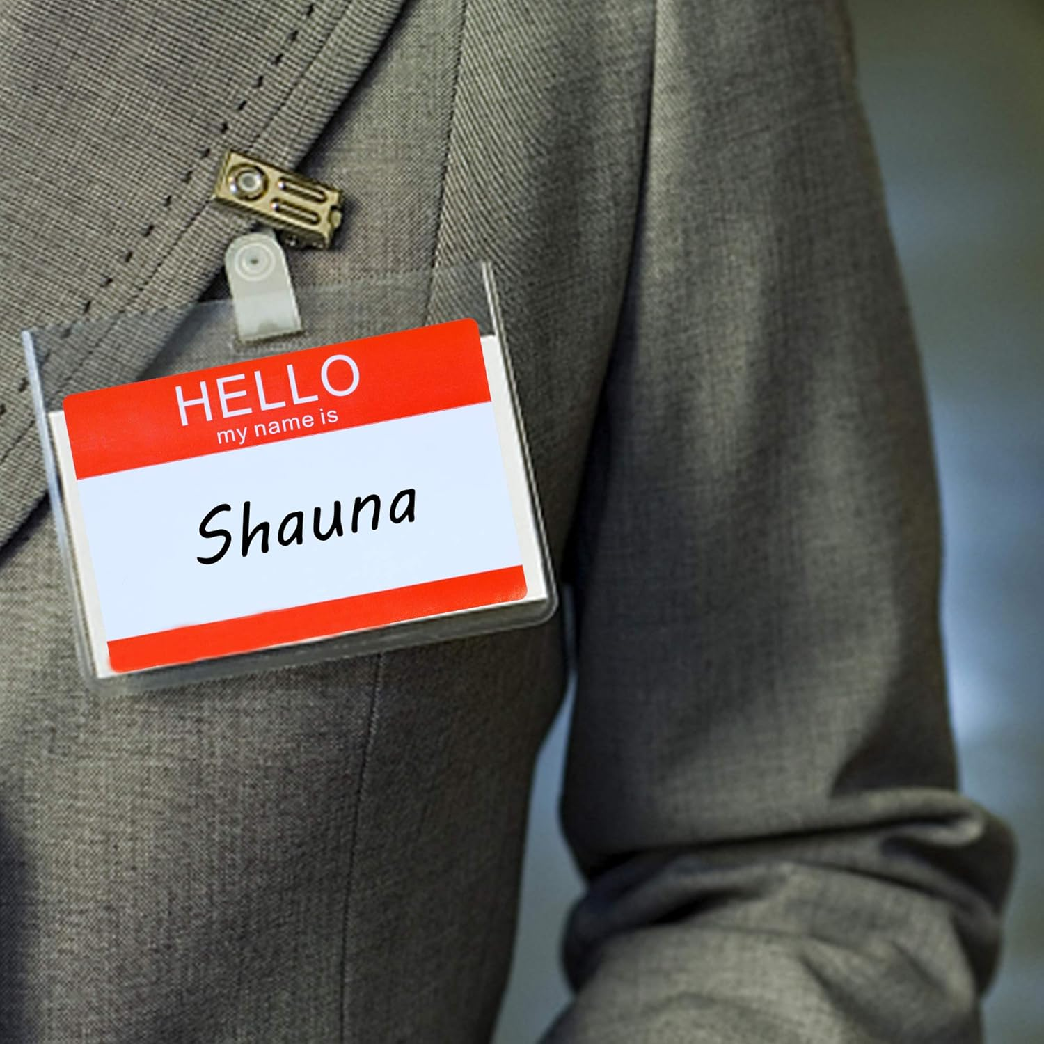 Hybsk Hello My Name Is Red Name Tag Identification Stickers 3-1/2&rdquo; X 2-3/8&rdquo; Total 200 Labels per Roll Name Stickers (Red) - Blue image number 3