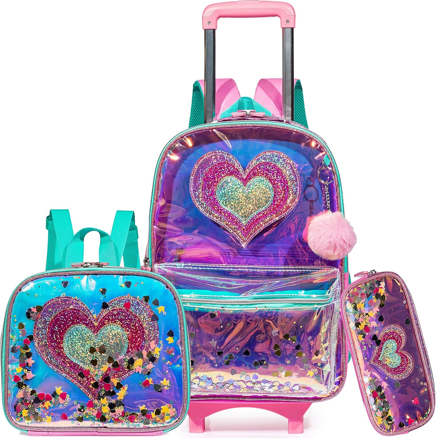 Meetbelify Rolling Backpacks for Girls School Bags with Wheels Pencil Case Lunch Bag image number 1
