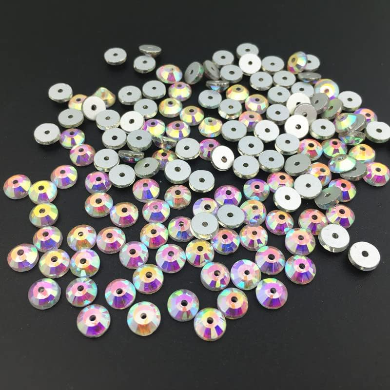 288 Pcs SS20 5Mm Sew on Rhinestones round Crystal Flatback Glass Sewing Rhinestones Glitter Gems with Holes for Crafts Clothes Shoes Dress Garments (02 Crystal AB)
