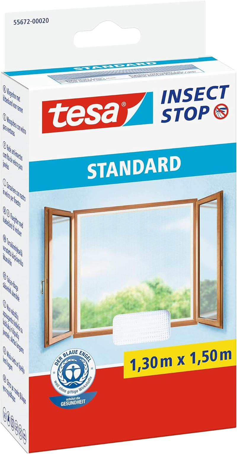Tesa Insect Stop Hook & Loop STANDARD for Windows - Self Adhesive Window Fly Screen - Cut to Desired Size - in White, 130 Cm X 150 Cm image number 6