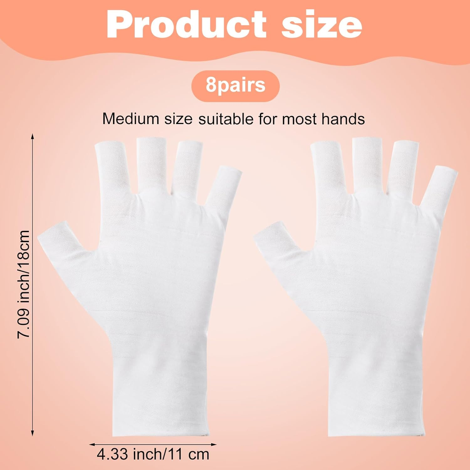 Heclia 8 Pairs White Cotton Moisturizing Gloves Fingerless Touchscreen Moisturizing Gloves for Dry Hands Sleeping, 100% Cotton Quilting Glove, Size M, Eczema Glove for Men and Women 7.09&times;4.33 Inches image number 4