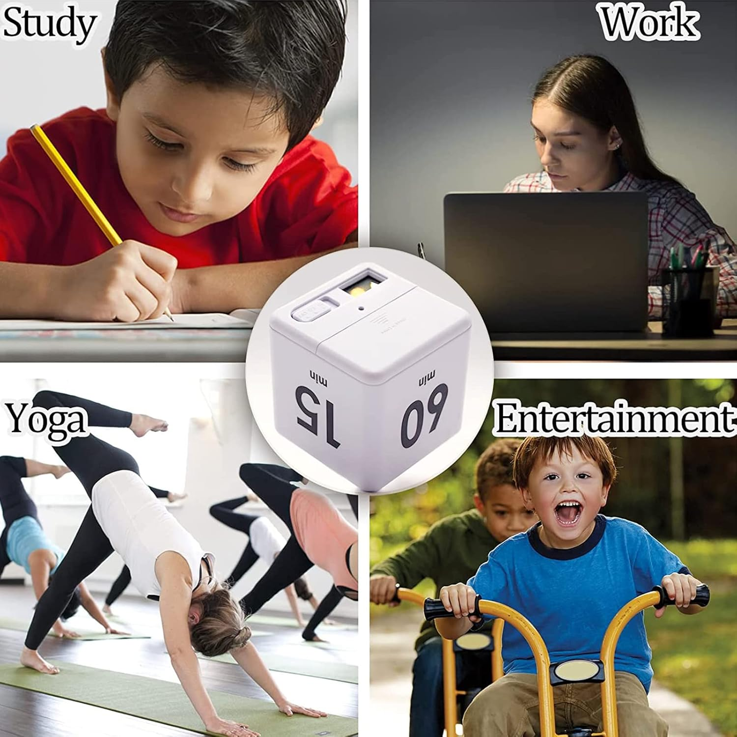 Cube Timer, Time Management and Countdown Settings with Gravity Sensor Flip Timer for Studying, Cooking, Reading, Exercise (15-20-30-60 Minutes) White image number 2