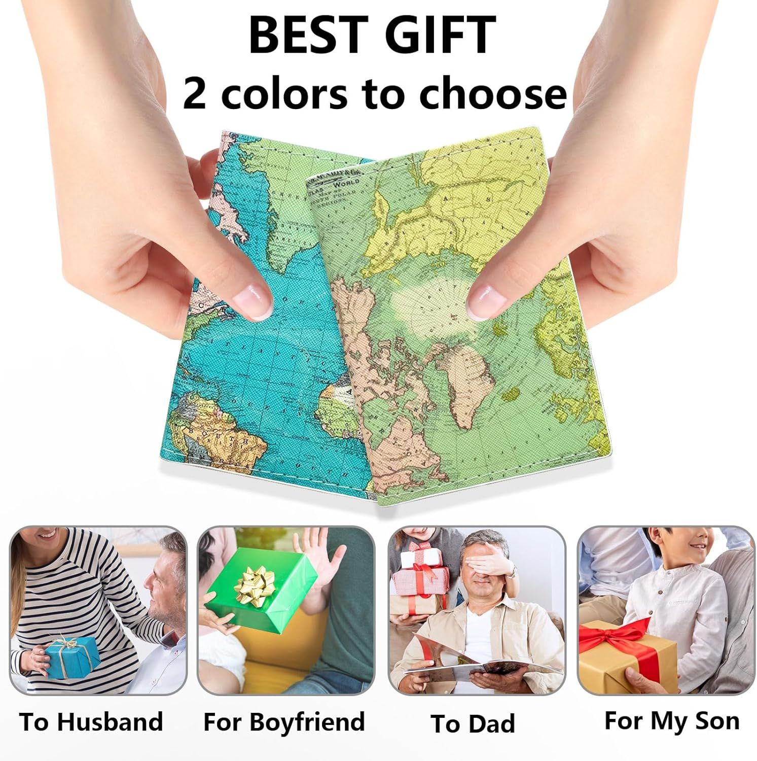 LELE LIFE 2 Pack Passport Holder Women, Passport Cover Case with Boarding Pass Slot and 3 Card Slots, World Map Travel Wallet Passport Book Holder, Style A, Design