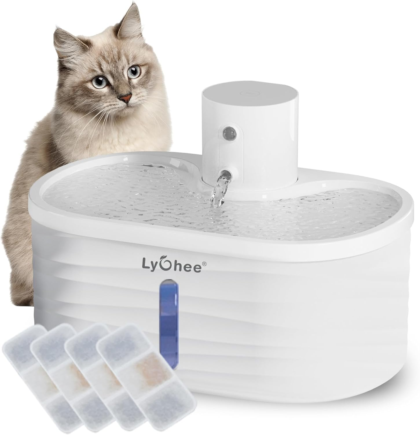 Lychee Wireless Cat Water Fountain, Silent Pump Pet Fountain with Motion Sensor, Pet Supplies, 2.5L/84Oz Battery Powered Water Dispenser with 4 Filter, Electricity Separated Design, Easy to Clean image number 3
