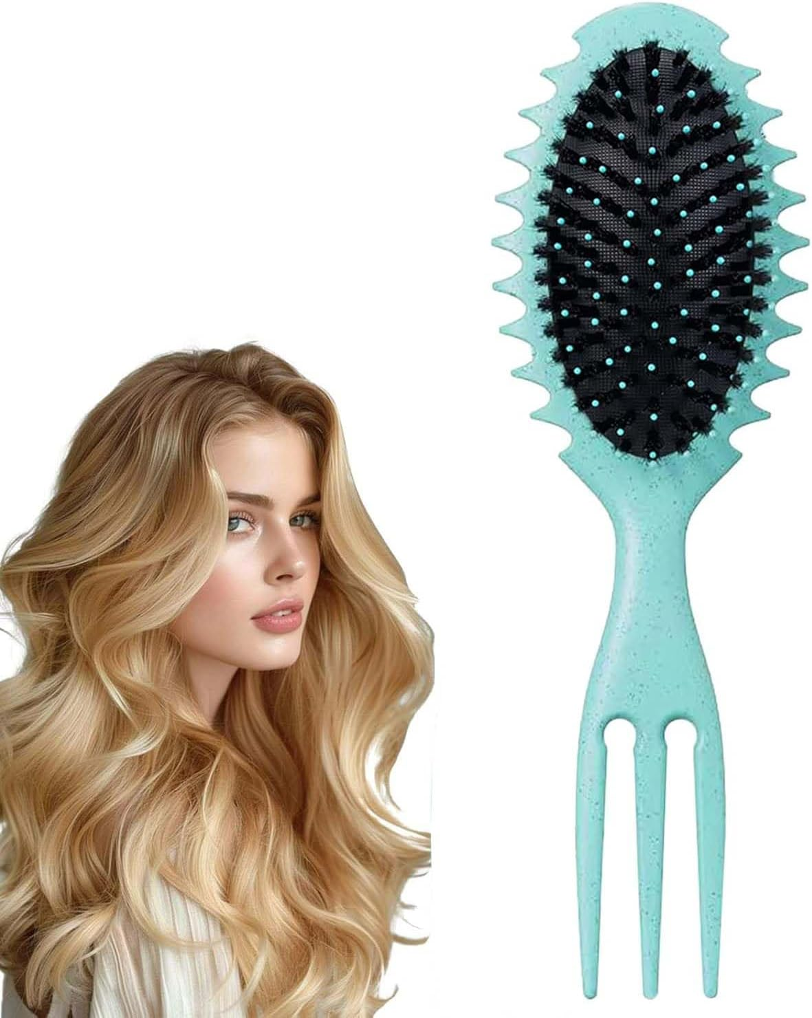 Curly Hair Brush, Curl Defining Brush, Curl Brush，2024 Newest Brush Less Pulling Styling Brush for Men and Women, Curl Define Styling Brush, Shaping & Defining Curls for Men Women(Green) image number 3
