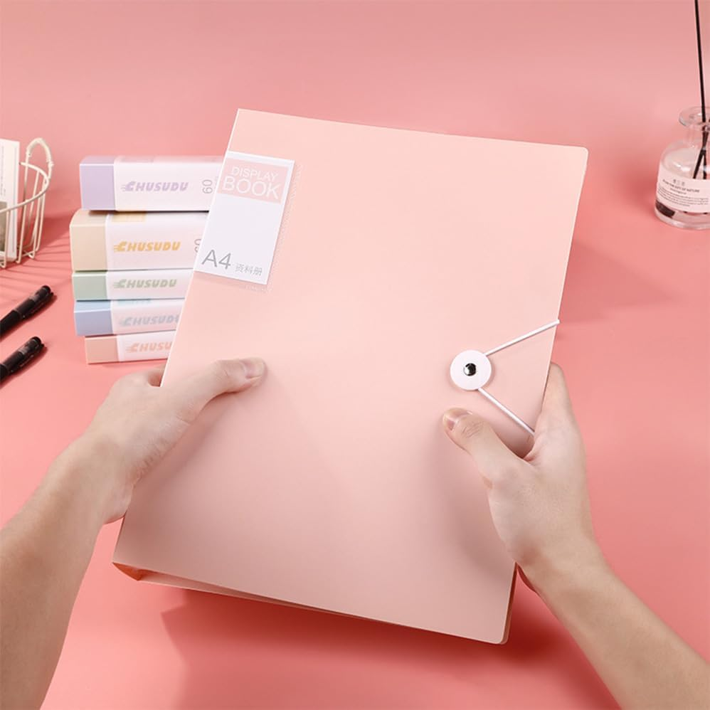 Betterlifewj 5Pcs File Folder, 60 Pages File Bag A4 Transparent Binder File Folder Beige Document Folder for Office and School Supplies(Large)