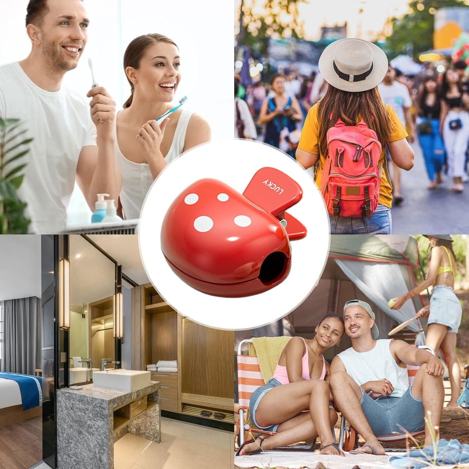 Rrlihjgu Toothbrush Head Cover - Mushroom Shape Electric Toothbrush Head Cover,Clamp-On Protection Gadgets Cute for Bathroom Travel Hotel Dormitory Airport - Red image number 2