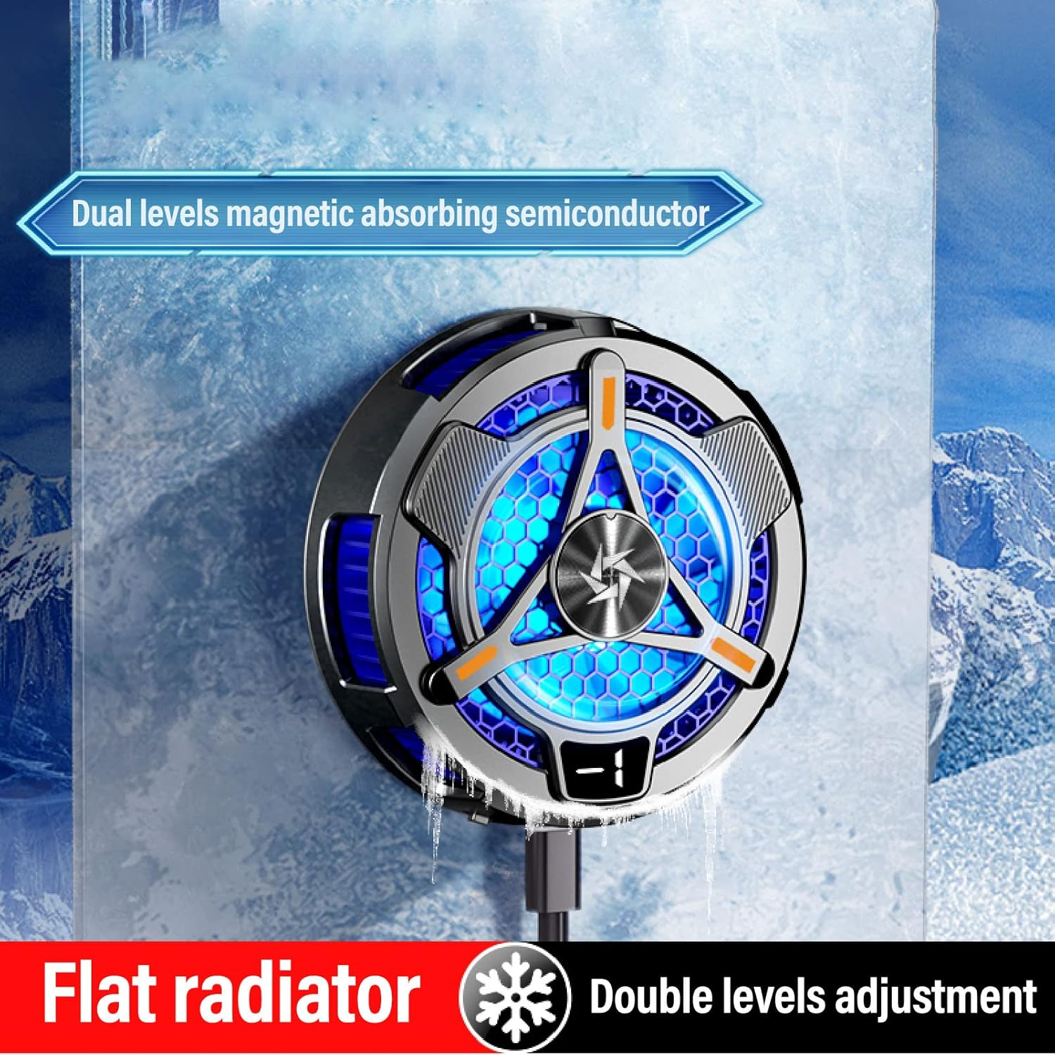 Magnetic Tablet Cooler, Cell Phone Cooler Phone Cooling Fan with Adjustable Two Levels, Portable Cell Phone Radiator Tablet Cooling Fan for Gaming image number 2