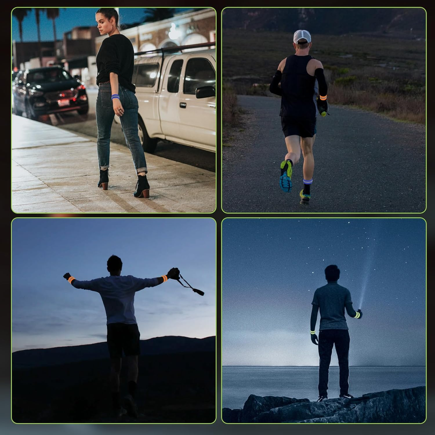 PEUTIER 12Pcs Reflective Bands, Elastic Reflective Bracelet Reflective Walking Gear Reflective Wristbands for Arm Ankle Wrist Leg Outdoor Enthusiasts Gift (Single Line Style) image number 4