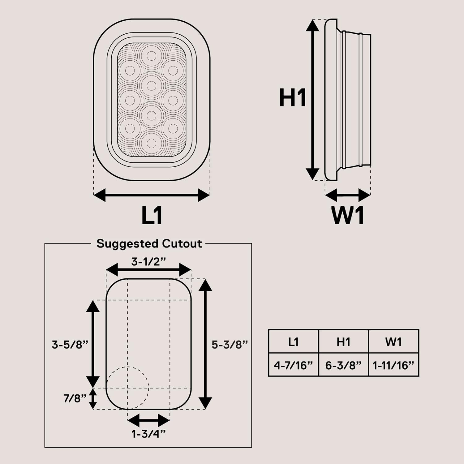 TRUE MODS 2Pc Amber 5X3 3X5 Inch Rectangle LED Trailer Tail Light Kit [DOT FMVSS 108] [SAE I6 P2] [Grommets/Plugs] [Submersible] [Stop Turn Tail Park] [10 LED] Taillight for Tow Truck 80" Wide Trailer image number 7