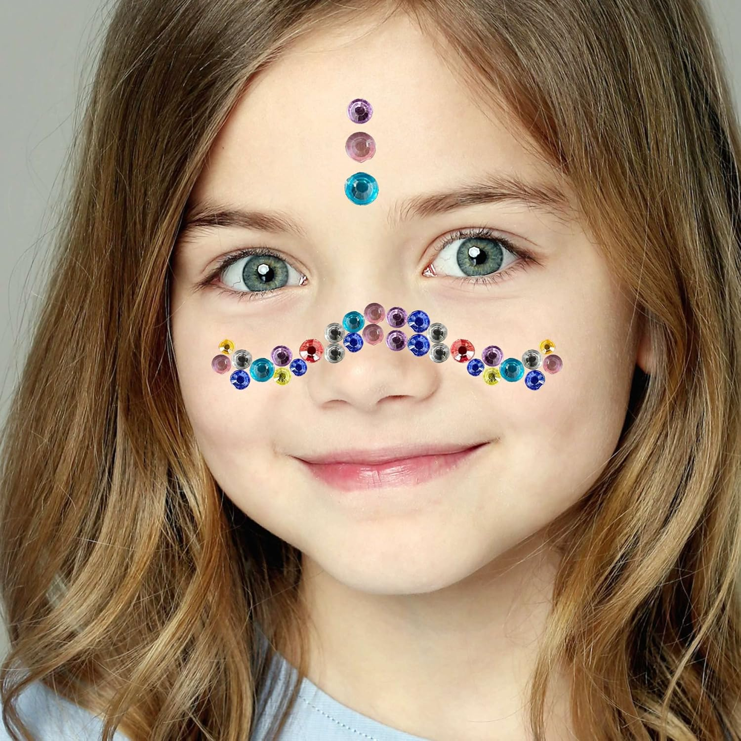 6 Sheets Bindi Dots Face Jewels Face Jewelry for Women Face Gems Stick on Eye Forehead Crystals Sticker Tears Rainbow Pearl Rhinestones for Makeup Party Festival Accessory Nail Art Decoration