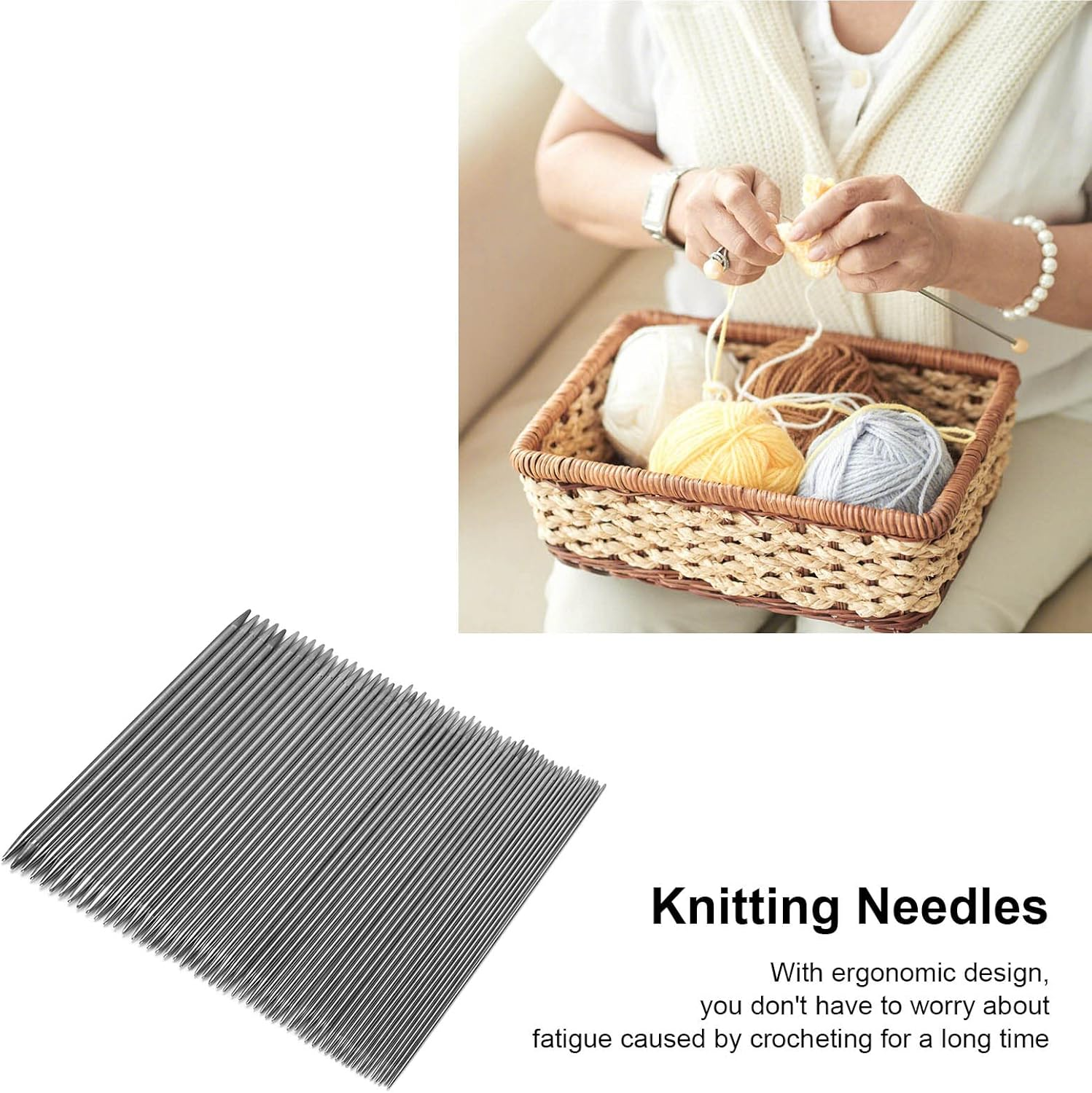 Knitting Needles, Double Pointed 55Pcs Stainless Steel Knitting Kit Household for Gloves for Scarves for Hats for Sweaters image number 3