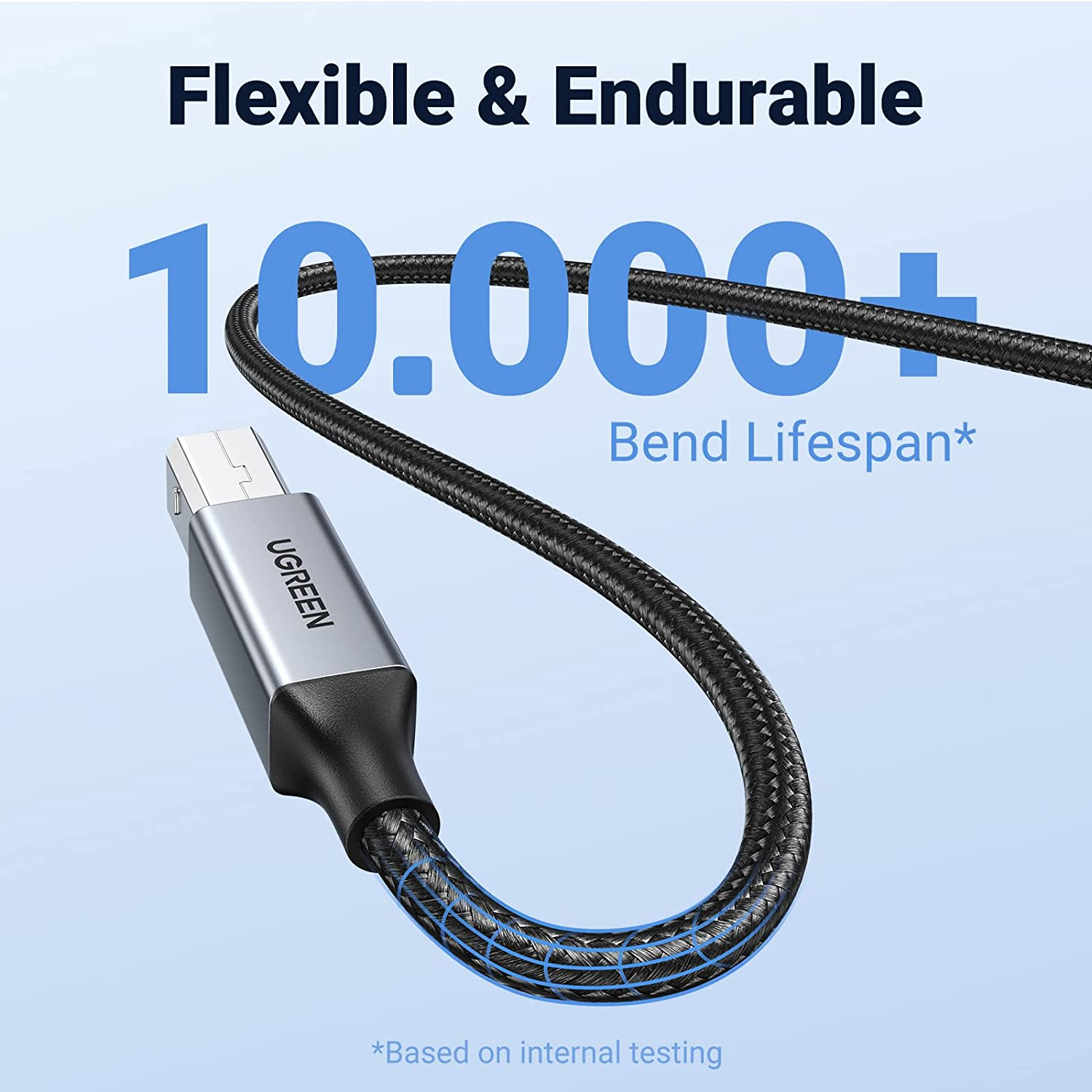 UGREEN USB Printer Cable Braided Printing Cord Type a to B 2.0 Male Scanner Lead High Speed Compatible with Epson, Brother, HP, Lexmark, Dell, Xerox Printers, Piano, DAC 2M