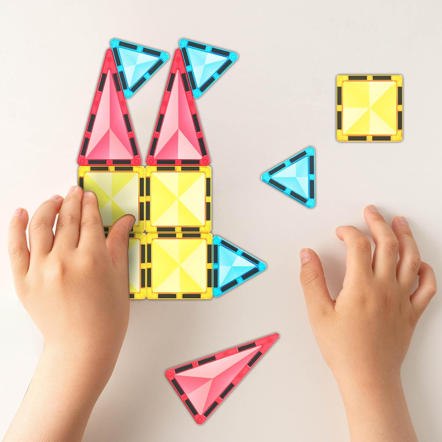 Picassotiles 12Pc Magnet Tile Building Blocks Mini Diamond Series Magnetized Toy Travel Size Compact Portable Magnetic Construction Block STEM Sensory Toy Early Education Learning Kids Ages 3+ PTM12 image number 1