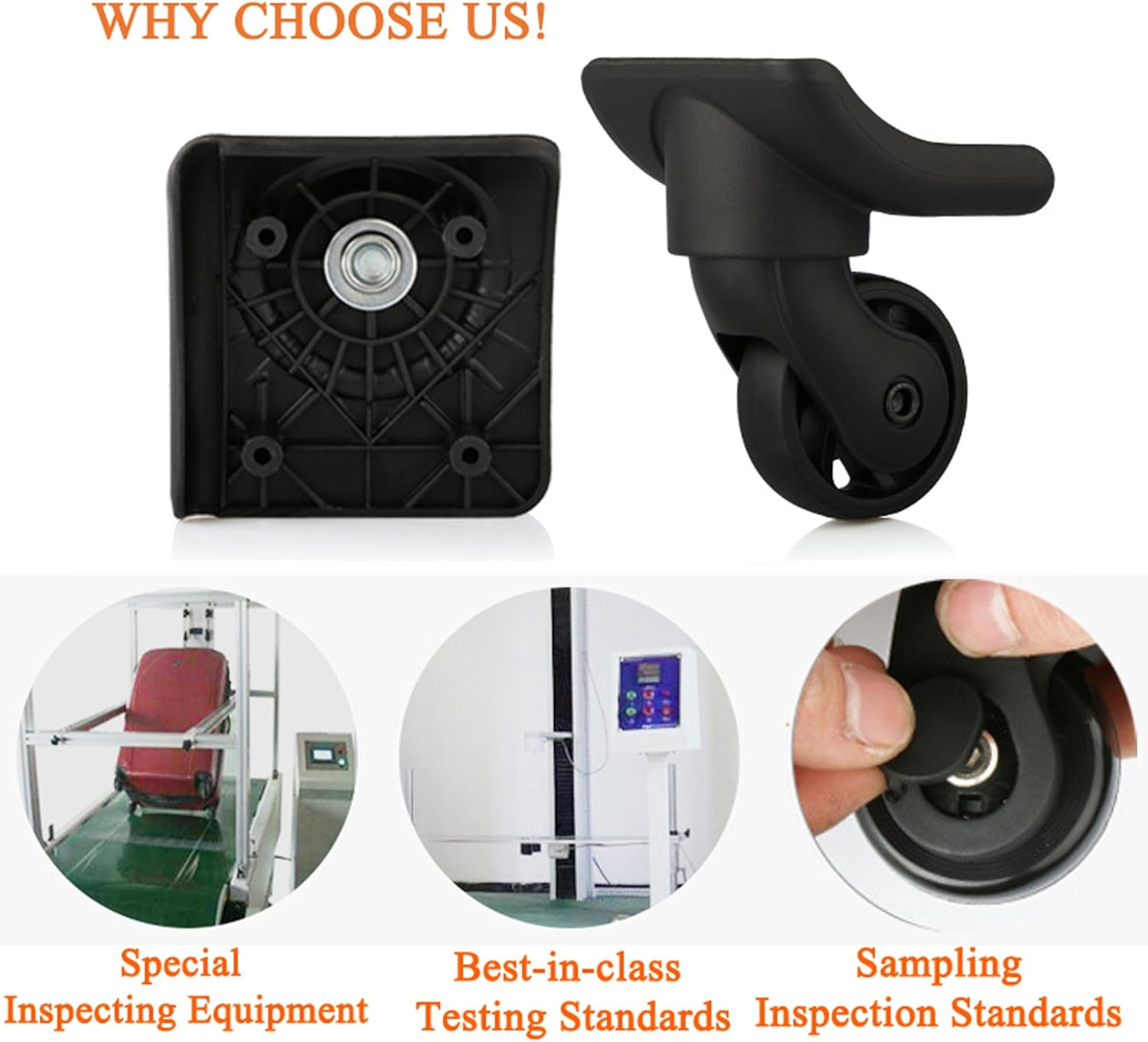 Replacement Luggage Wheels for Suitcases Repair, Set of 4, Luggage Spinner Wheel Replacement Repair Casters for Travel Customs Trolley Bag, TR149R - 4 Pcs, One Size, Non-Universal, Tr149R image number 1