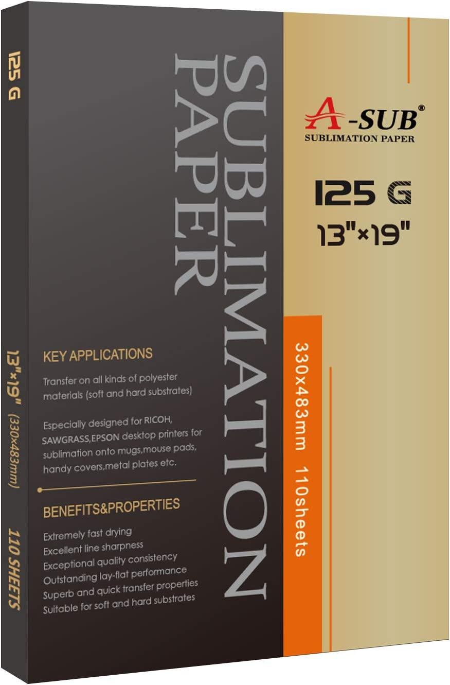 A-SUB Sublimation Paper 13X19 Inch 110 Sheets ONLY Compatible with Sublimation Printer and Sublimation Ink 125G image number 5