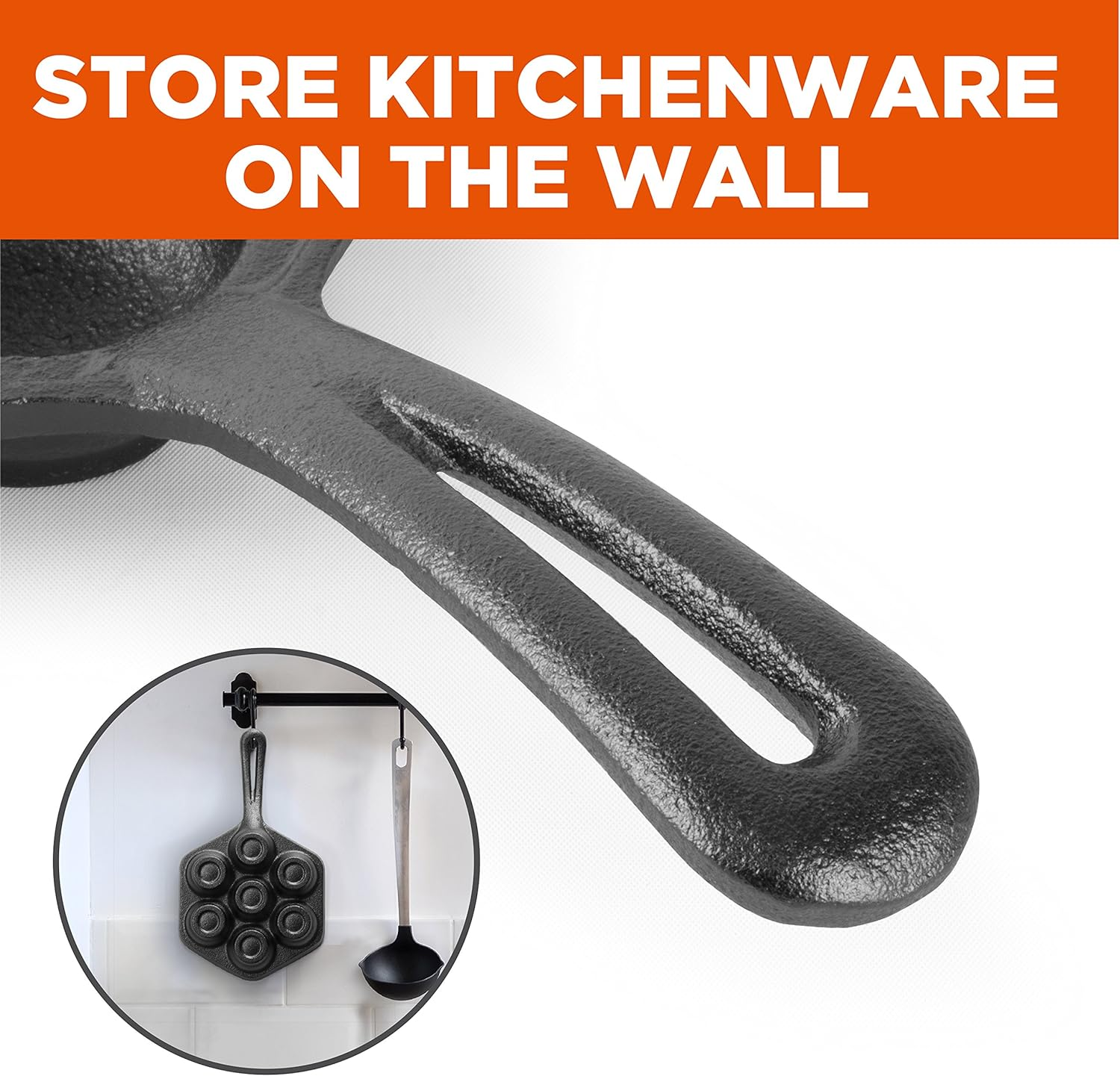 Cast Iron Danish Aebleskiver Pan, Preseasoned Cast Iron Cookware for Pancake Puffs, Makes 7 Pancake Balls by Commercial Chef image number 4