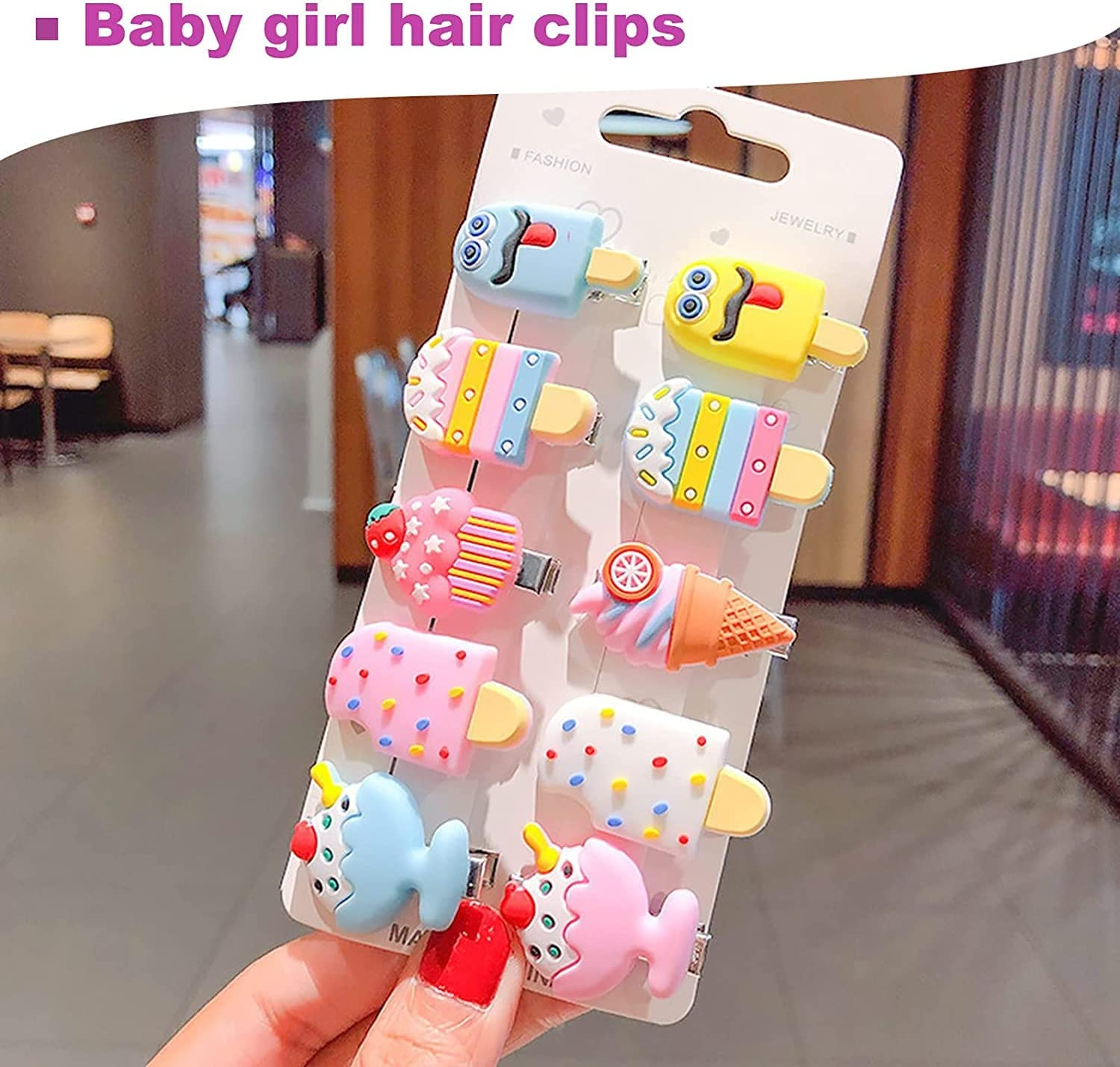 38Pcs Baby Girls Hair Clips, Betterjonny Fully Lined Alligator Hair Rainbow Accessories Cute Cartoon Fruit Dessert Barrettes for Toddlers Girl Teens Kids