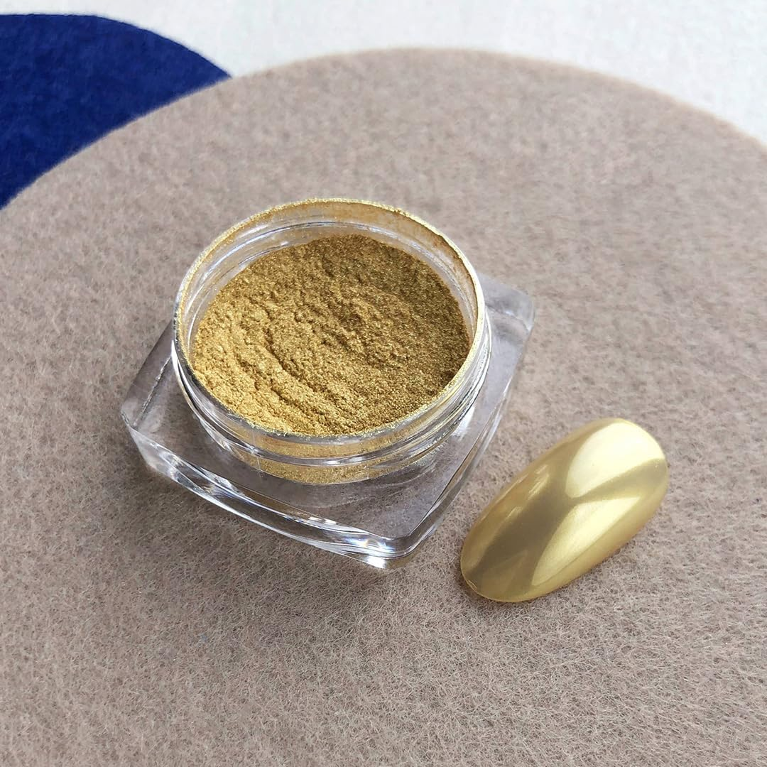 ADHERE Elder Gods Series - Magic Chrome Nail Powder, Hyper-Reflective Metallic Finish, 10-Second Mirror Gloss for Gel/Diy/Press-On Nails 0.7G (Auric Gold)