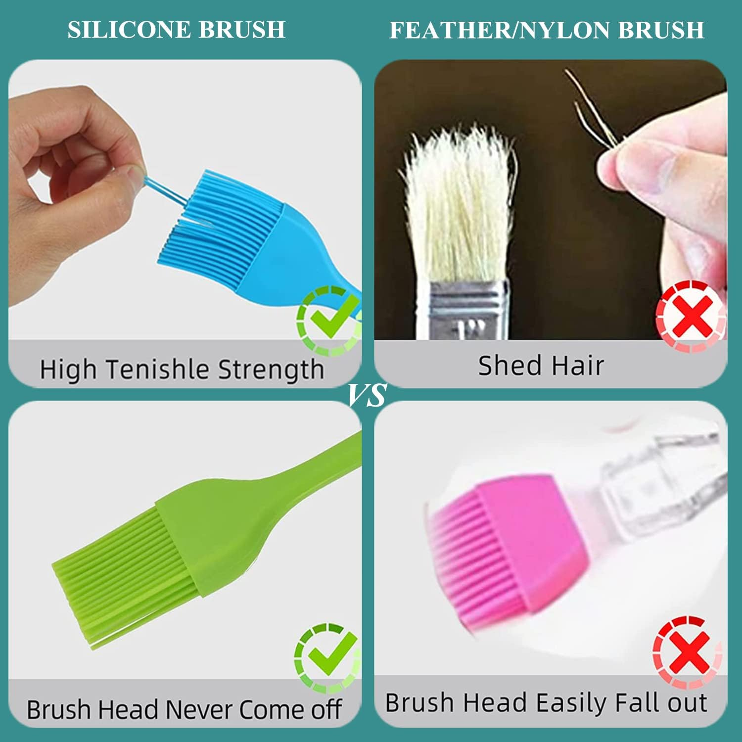 5 Pack Silicone Basting Brush Set, Heat Resistant Pastry Brushes Spread Oil Butter Sauce for BBQ Grill Barbeque Kitchen Baking Cooking Pastries - 1 Large & 4 Small image number 2