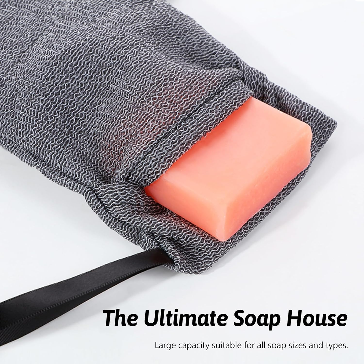 Travel Soap Saver Bag 3 Pcs Soap Pocket Exfoliating Soap Saver Pouch Rough Mesh Bar Soap Bags for Shower, Body Foam Scrubber Exfoliating Shower Sponge - Grey image number 6