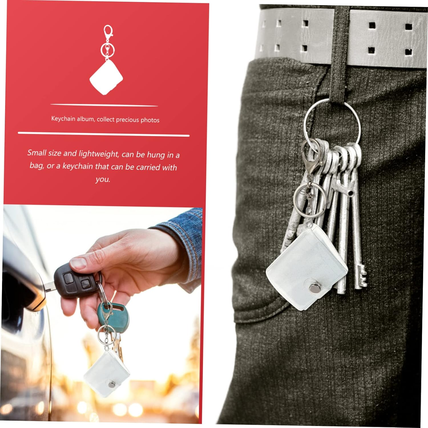 Abaodam 8Pcs Small Photo Album Mini Photo Storage Keychain for Anniversary and Wedding Cute and Key Holder for Boys and Girls image number 4