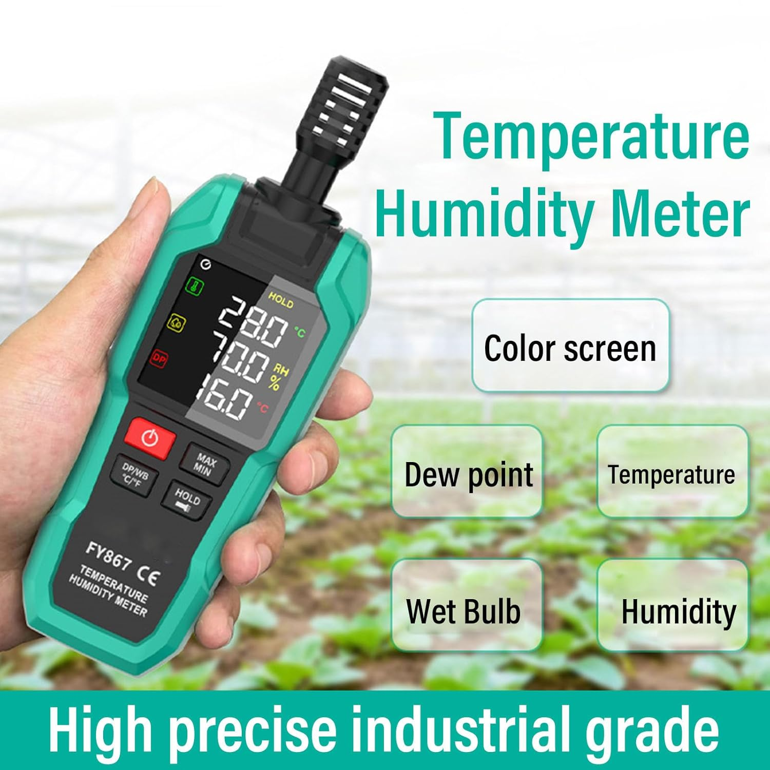 Pomya Handheld Temperature Humidity Meter, High Precise Quick Refresh Hygrometer Ambient for Laboratory