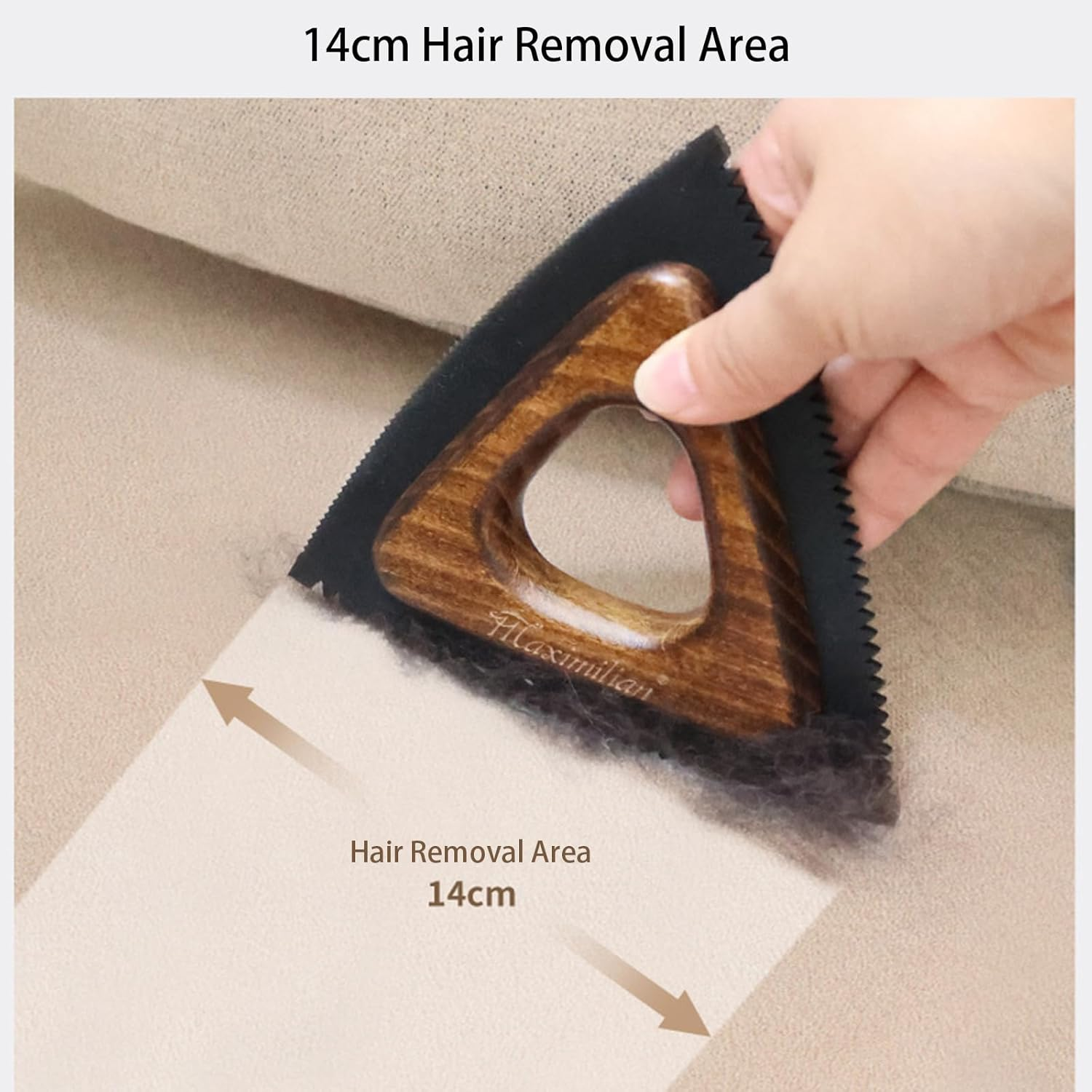 Wood Pet Hair Remover for Car, Car Seat, Auto Interior Detailing, Cat and Dog Hair Remover for Furniture, Couch, Clothing, Reusable Fur Remover image number 4