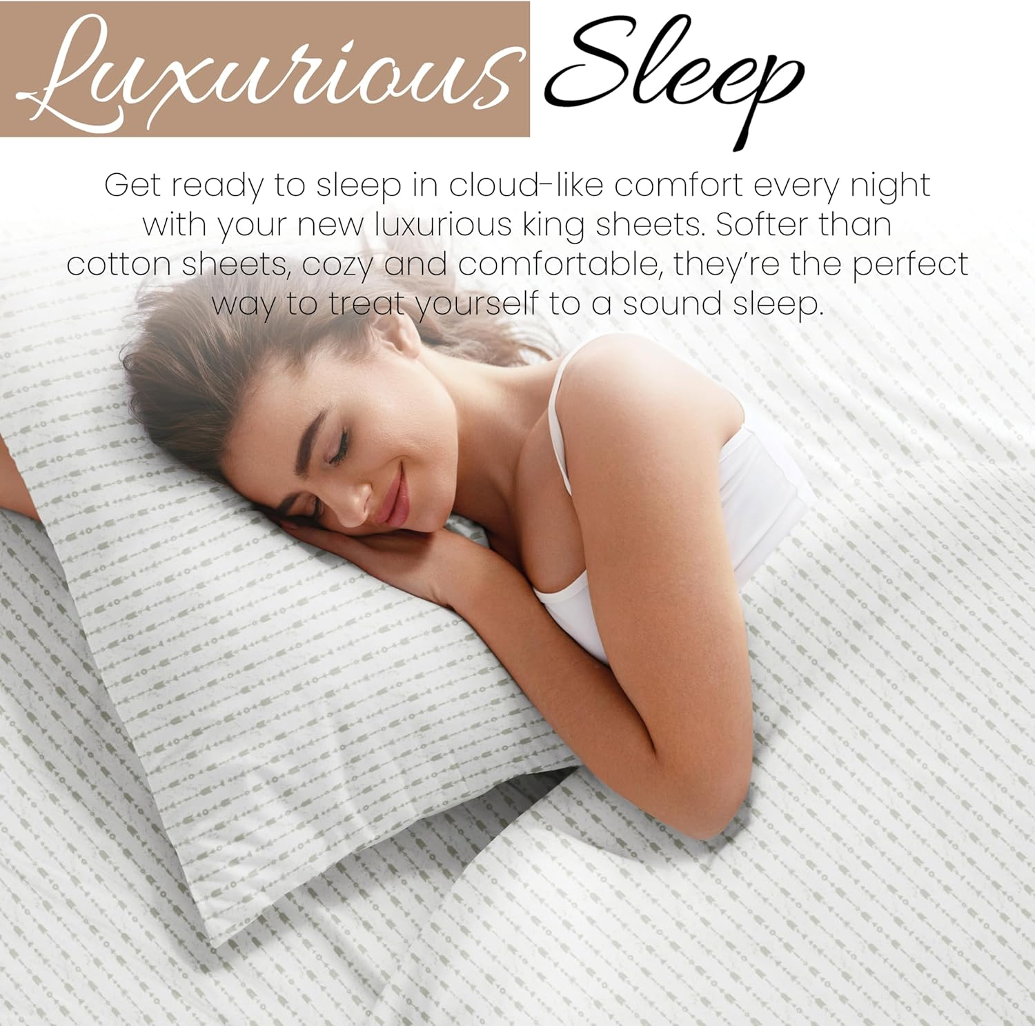 Linen Market 4 Piece King Bedding Sheet Set (Light Gray Arrows) - Sleep Better than Ever with These Ultra-Soft & Cooling Bed Sheets for Your King Size Bed - Deep Pocket Fits 16" Mattress image number 4