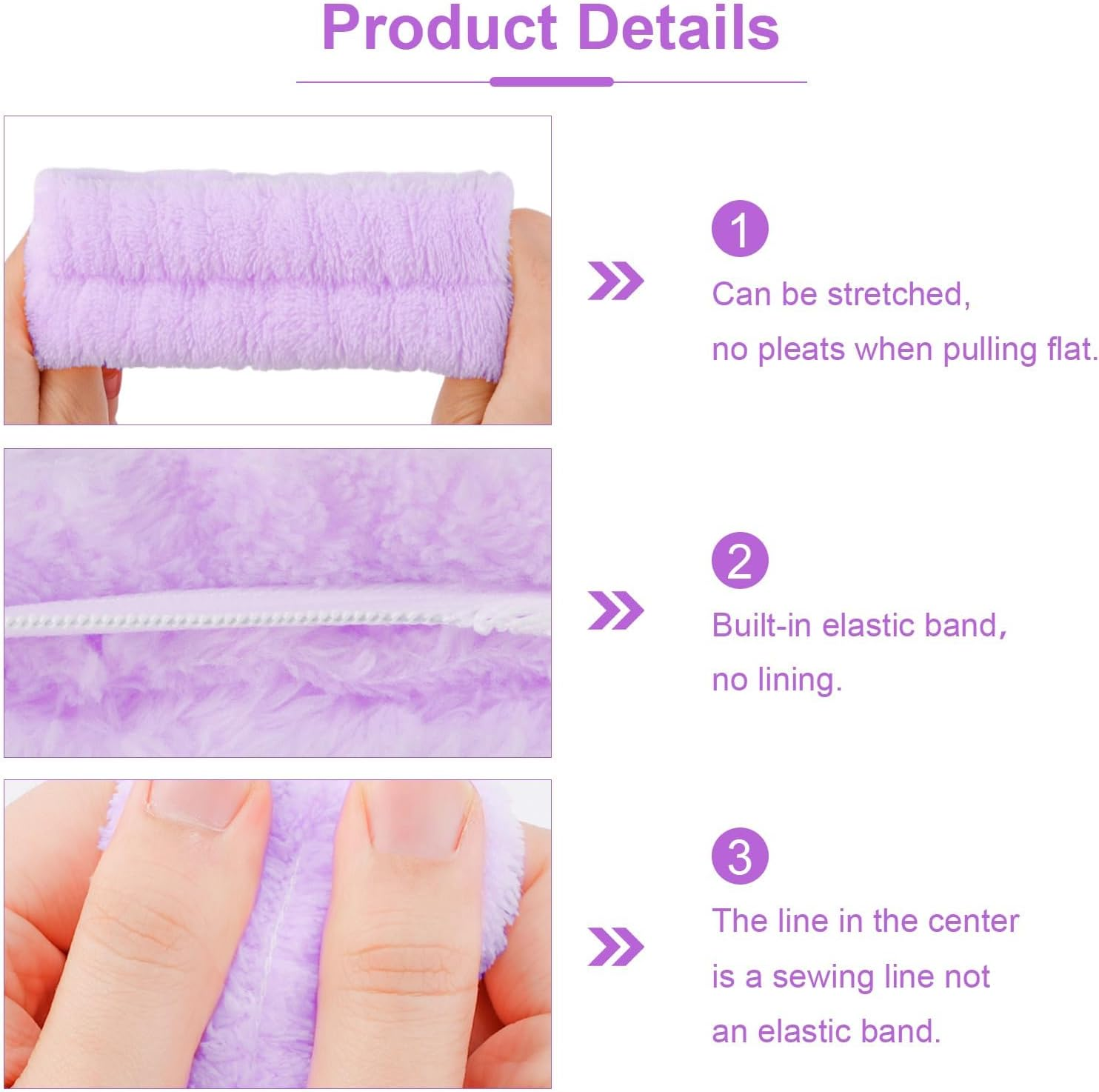 Spa Headband Set for Women, Make up Hair Band with Wrist Wash Band and Hair Clip, Make-Up Hairband, Sponge Headband, Skincare Headband, Stylish Gifts, Hair Accessories for Women Girls image number 5