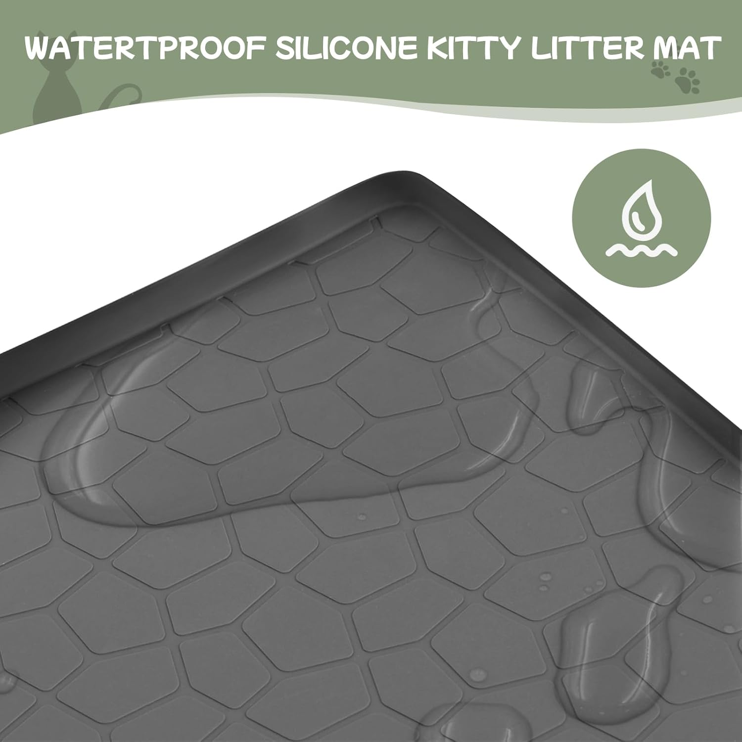 Homegroove Cat Litter Mat, 34"X22" (86X55Cm) Large Litter Box Mat for Litter Trapping, Waterproof Kitty Litter Mat for Indoor Cats, Cat Litter Catcher Mat for Floor, Non-Slip, Easy to Clean image number 6
