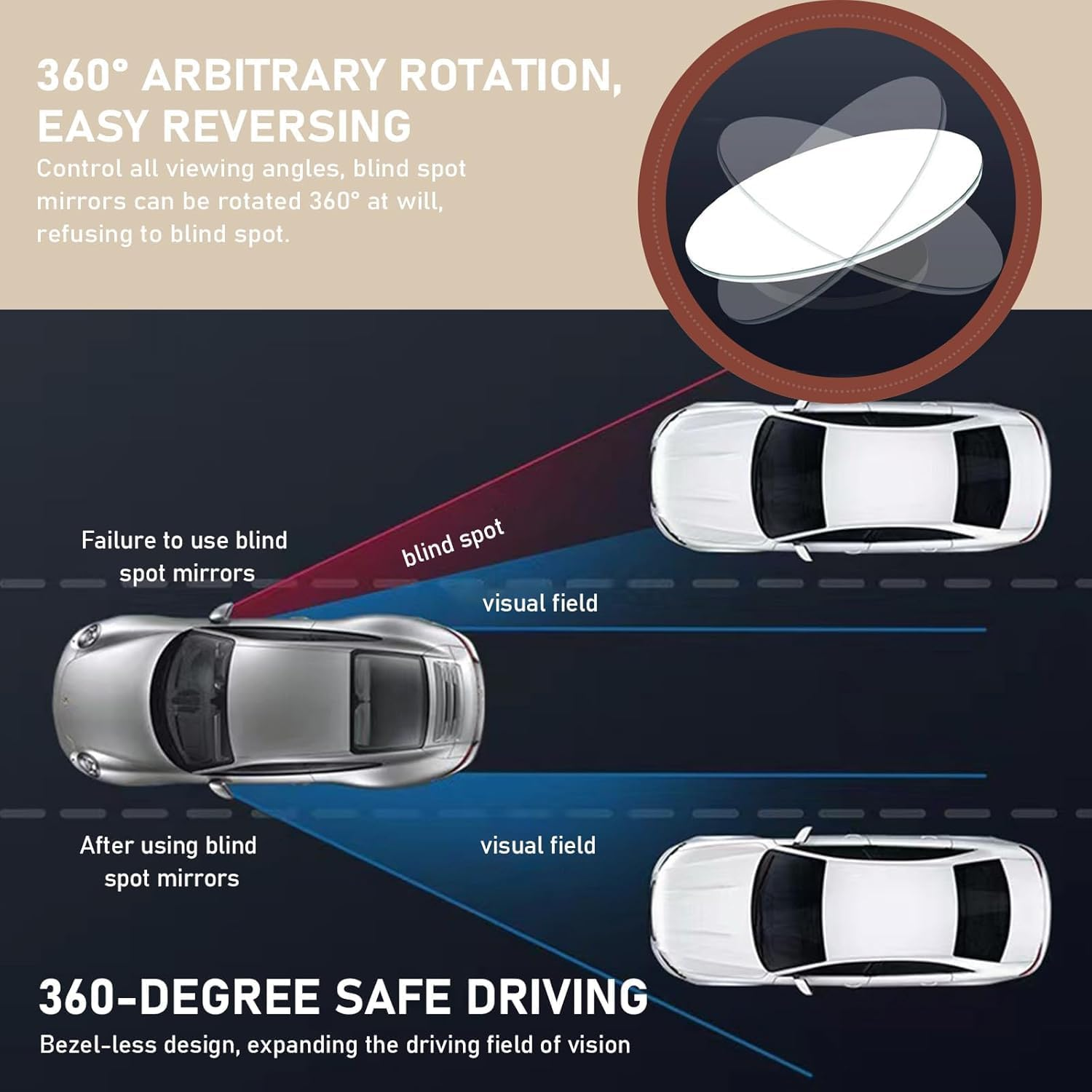 2PCS Heart Shaped Blind Spot Mirrors for Cars - Adjustable Angle, Wide Angle Convex Rear View Mirror - Universal Fit for Cars, Suvs, Trucks - Enhanced Driving Safety Accessories image number 1