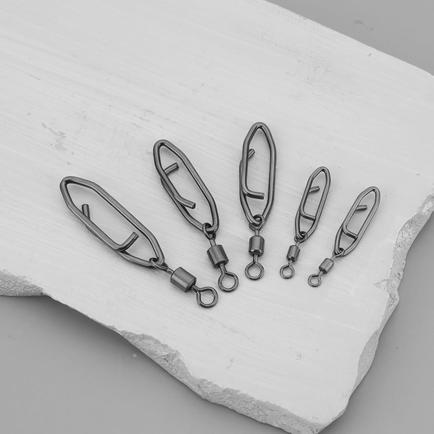 OTOTEC 50Pcs 360 Degree Smooth Rotation Stainless Steel Fishing Clips with Barrel Swivel Quick Change Speed Clip Snaps 2# 3# 4# 7# 8# image number 1